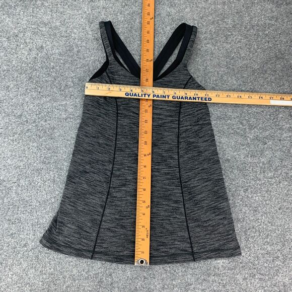 Lululemon Run For Gold Tank Top Womens 2 Heather Gray Shelf Bra Cross Back Shirt - Picture 5 of 15